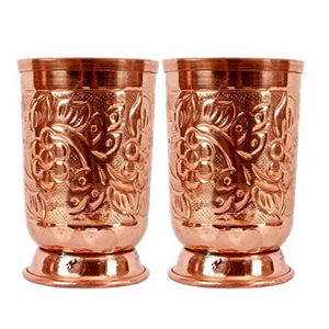 Vaso de Vidrio de Cobre con Diseño Grabado de Calidad Deluxe, Hecho a Mano, Ecológico, Estilo Contemporáneo, Apto para Lavavajillas y Microondas - Product Image 1