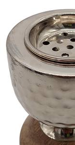 Quemador de Incienso Bakhoor Moderno con Base de Madera y Tapa de Metal Plateado Martillado, Porta Incienso Árabe Oud, Incensario Portátil de Carbón para Oriente Medio - Product Image 6