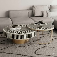 Table moderne écologique noire avec incrustations en os, à poser au sol, artisanale haut de gamme, faite à la main, étanche, légère, pour salon et décoration de chambre d'enfant