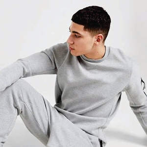 OEM Design Hommes Tech Polaire Survêtement Full Zip Hoodie Joggers Pantalons de Survêtement Survêtement Gris chiné 69% Coton 31% Polyester Ensembles - Product Image 3