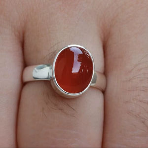 ของขวัญสำหรับเธอ, แหวน Carnelian สีแดง, แหวนงบ, เงิน925สเตอริง, แหวนพลอยรูปไข่ขนาดใหญ่, แหวนพลอย- - Product Image 1