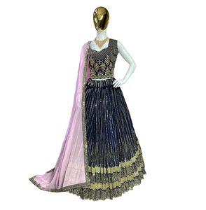 Venta caliente diseñador indio Lehenga con Dupatta, Georgette con bordado de lentejuelas ropa de fiesta de trabajo traje de Bollywood al por mayor - Product Image 1