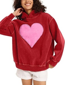 Femmes surdimensionné sweat à capuche coeur Patch Couples sweats à capuche poids lourd Vintage polaire femmes sweats à capuche 2025 - Product Image 2