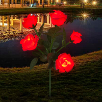 Étanche Extérieur Patio Lumières Décoration Led Solaire Rouge Roses Fleur Lumières Paysage Éclairage Jardin Pour Voie Passerelle