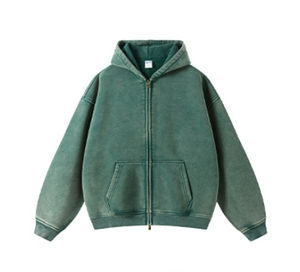 Sudadera con Capucha de Algodón de Alta Calidad Personalizada, Sudadera Vintage con Estampado Digital y Acabado Lavado - Product Image 5