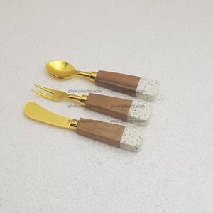 Ensemble de trois couverts en résine/marbre dernier cri ensemble de couverts en métal nouvelle cuillère et fourchette derniers couverts en métal argenterie - Product Image 4