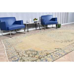 Turkish Vintage Rug 5.9x10.1 ft (179x307 cm), <b>Yellow</b> <b>Wool</b> Rug - Product Image 2
