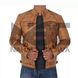 Veste de moto en cuir véritable/vente en gros, nouveau Style pour hommes. - Product Image 1
