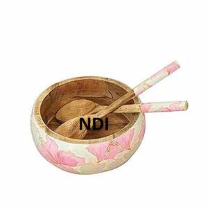 Catering para el hogar, uso de diseño único, Decoración de mesa de cena, cuenco para servir comida, acabado esmaltado, servidor de ensalada de frutas frescas, cuenco de madera - Product Image 1