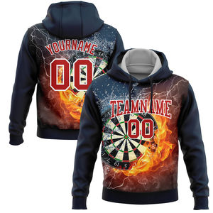 Sweat-shirts de sport à capuche de haute qualité avec nom d'équipe personnalisé et logo imprimé, bleu marine, rouge, blanc, flammes 3D, pour hommes et femmes - Product Image 1