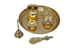 Puja Thali fait à la main en laiton gaufré, plaque de Pooja traditionnelle pour Pooja arts Hindu religieux sur Diwali cadeau - Product Image 5