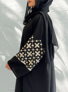 ชุดอาบายาผ้าซาตินสำหรับผู้หญิงชุดเดรสอิสลามมุสลิมแขนระบายชุดอาบายาสไตล์ดูไบสำหรับชาวมุสลิม - Product Image 4