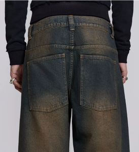 กางเกงยีนส์ทรงหลวมทรงตรงสำหรับผู้ชาย, กางเกงยีนส์ทรงหลวมทรงหลวมสีดำแห้งเร็ว - Product Image 3