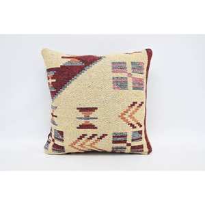 Coussin en Laine Jaune de 16x16 Pouces, Motif Carré Vintage Géométrique de Luxe, Tissu Tricoté Tissé Doux, Coussin Décoratif pour la Maison - Product Image 1