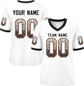 Maillots de football américain imprimés par transfert de chaleur OEM Logo d'équipe personnalisé Numéros nominatifs Vêtements de sport en maille de polyester à séchage rapide - Product Image 4