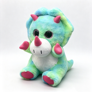 Peluche triceratops personnalisée, peluche dinosaure, peluche dinosaure aux grands yeux, peluche aux yeux scintillants, peluche tie-dye, peluche pastel - Product Image 4