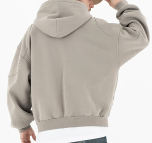 Sudadera con capucha con cremallera para hombre personalizada, elementos esenciales de invierno informales con bolsillos dobles, Sudadera con capucha tejida de algodón pesado, diseño liso en blanco - Product Image 2