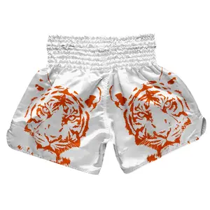 Custom Logo Fight Boksbroek Met Hoge Taille Blanco Muay Thai Mma Short Kickboks Boksbroek