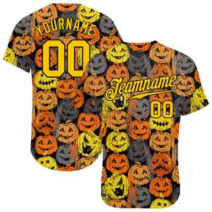 Authentic Unisex Halloween Pumpkins 3D Pattern High Quality Printed Button Down <b>Baseball</b> Jersey Supplier in Pakistan - Product Image 4