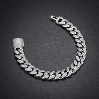 Pulsera de Plata de Ley con Moissanita, Diseño Nuevo 2026, para Hombre, Forma de Cadena, Chapada en Oro, Estilo Hip Hop, Forma de Candado, 1 Quilate