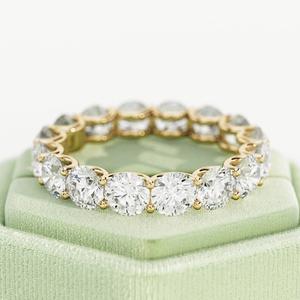 วงแหวนเพชรรูปตัวยูสำหรับปลูกในห้องปฏิบัติการ4.8CT แหวนเพชร CVD ประดับเพชรวงแต่งงานสีเหลืองทองเต็มรูปแบบสำหรับซ้อน - Product Image 1