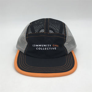Chapeau 5 panneaux en nylon 100% avec logo imprimé personnalisé Chapeaux de sport en gros avec maille sur le dessus et le côté - Product Image 4