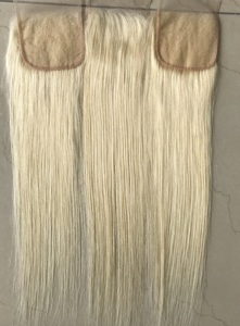 Vente en gros Mongol Brésilien 613 Blonde Droite Extensions de Cheveux Humains Cuticule Aligné 4x4 HD Vague de Fermeture de Dentelle Transparente - Product Image 3
