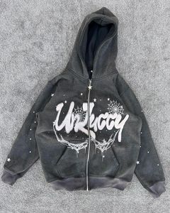 Chándales de secado rápido para invierno, chándal de 100% algodón transpirable, con cremallera estampada, lavado ácido, ecológico, novedad - Product Image 3