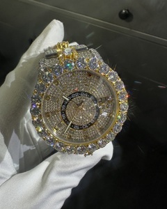 Iced out Hip Hop VVS Moissanite Yellow Gold Diamond Buss Down Reloj personalizado de lujo, Reloj Moissanite, Reloj personalizado, Reloj Hip Hop - Product Image 3