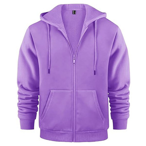 Sudadera con Capucha de Invierno para Hombre, Diseño de Patrón Sólido con Cierre, Tejido de Felpa Francesa Bordada, Material de Poliéster/Algodón - Product Image 5