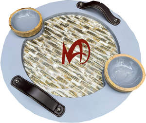 Plateaux de service en MDF manguier artisanal finition brillante poignée en résine impression numérique revêtement en émail design décoratif plateau bol - Product Image 1