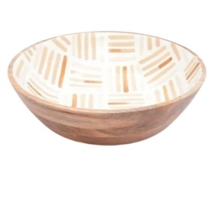 Bol en bois pour la restauration, pour servir des nouilles au popcorn et plus encore, vaisselle décorative, finition émaillée imprimée de haute qualité - Product Image 4