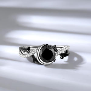 Jeulia Two Tone Twist Moon Design Oval Cut Sterling <b>Silver</b> <b>Statement</b> <b>Ring</b> - Product Image 5
