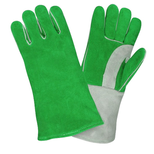 Guantes de cuero dividido de piel de vaca de tamaño XL de alta temperatura reforzados anticorte resistentes a chispas para soldar construcción duradera - Product Image 4