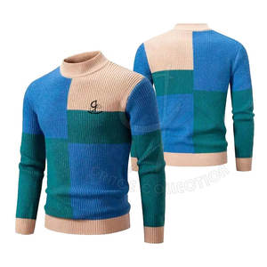 Suéter de cuello redondo para hombre de moda multicolor para estilo de patrón personalizado Jersey de punto elegante para aspecto de invierno - Product Image 1