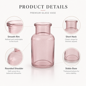Jarrón de Vidrio Decorativo Rosa, Botella Pequeña para Flores, Centro de Mesa para Bodas, Venta al por Mayor - Product Image 3