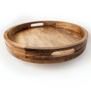 Plateau de service rectangulaire en bois d'acacia massif taille personnalisée faite à la main pour hôtel et maison plateau de fruits décoratif rustique unique - Product Image 4