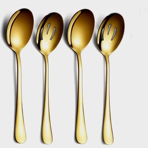 Fabulous <b>Gold</b> Plated <b>Serving</b> Fork Long Hammered Handle Salad Server <b>Spoon</b> with Hot Sale Premium Design Handle Salad Server - Product Image 3