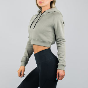 Ventes en gros de sweats à capuche courts pour femmes avec logo personnalisé, sweats à capuche courts en coton pour femmes, sweats à capuche courts à la mode, taille plus, conception OEM - Product Image 4