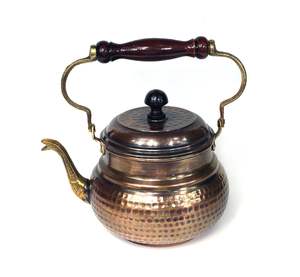Service à café en cuivre turc OXIDE, style traditionnel de luxe, aspect antique italien, théière royale en métal pour hôtels, couleur OXIDE - Product Image 4