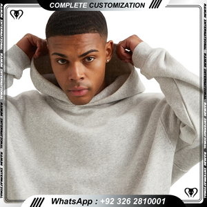 Sweats à capuche 100% coton avec logo personnalisé vierge de haute qualité Fabricant de vêtements de rue surdimensionnés Vente en gros Sweats à capuche pour hommes - Product Image 4