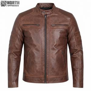Blouson aviateur d'hiver en cuir camouflage pour homme avec fermeture à glissière Logo avant Style moto et motard - Product Image 1