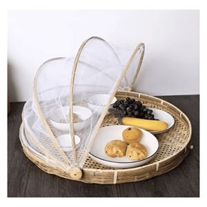 Plateau de séparation en bambou avec filet, plateau de séchage en bambou tissé avec couvercle en filet pour les herbes, les épices et le rangement de la cuisine, origine Vietnam - Product Image 4