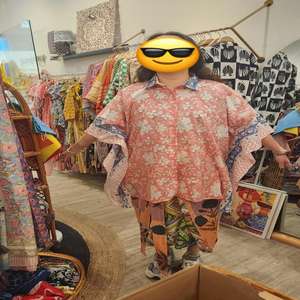 Cotton Hand Block Print Floor-Length Natural Waist <b>Plus</b> <b>Size</b> Summer Casual Breathable Women's <b>Kaftan</b> Dress - Product Image 2