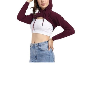 Nouveau design 2025 Crop femmes sweat à capuche couleur unie respirant écologique pull à capuche décontracté avec Logo personnalisé BD - Product Image 3