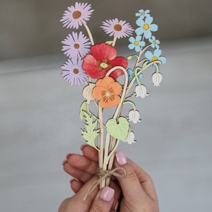 Mini bouquets de fleurs en bois découpés au laser Nombreux modèles Cadres en bois Cadeaux pour les mères lors de la Journée internationale de la femme - Product Image 5