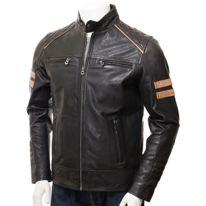 2025 Customizable Casual Men's High Quality Windproof Leather Jacket Zipper Closure <b>Stand</b> Cotton <b>Lined</b> Winter Outdoor Wear - Product Image 5
