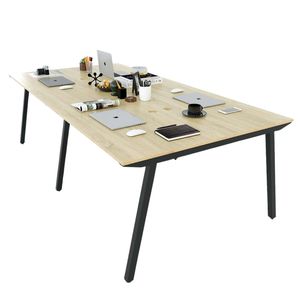 Mesa Minimalista de 4 Plazas, 240x120cm, Patas de Madera Contrachapada, HBPL012 - Product Image 1