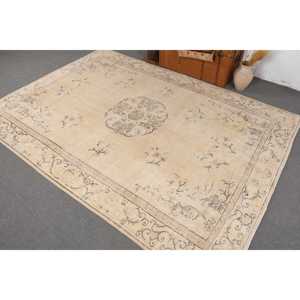 พรมวินเทจตุรกี ขนาดใหญ่ 6x10 ฟุต (183x305 ซม.) พรมลายทางสีเบจทำจากขนสัตว์ - Product Image 4