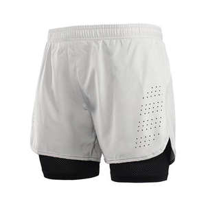 Short de course gris pour hommes 2 en 1 Short de sport d'entraînement pour hommes Short d'entraînement léger à séchage rapide avec poches - Product Image 4